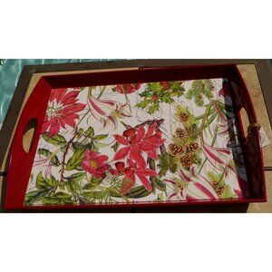Lacqured Tray Michel Design Works Christmas Holiday 19 x 13 x 2 Decoupage Wooden